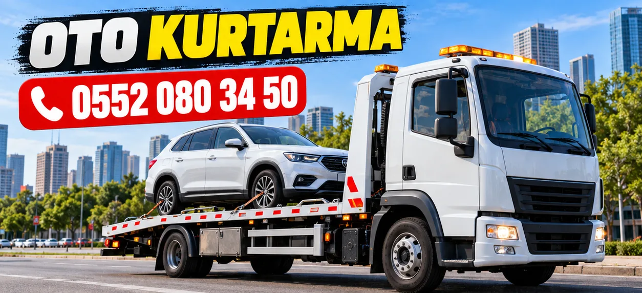 Şehir içinde SUV taşıyan oto kurtarma çekicisi